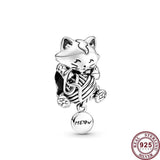925 Silver Feather Shopping Bag Dumbbell Beads Bracelet Charm Jewelry