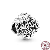 925 Silver Feather Shopping Bag Dumbbell Beads Bracelet Charm Jewelry