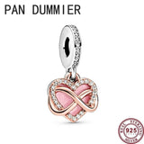 925 Silver Forever Love Heart Balloon Beads for Women's Bracelets
