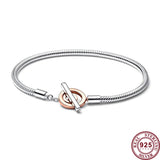 925 Silver Logo T-shaped O-shaped Classic Women's Bracelet Wedding Gift