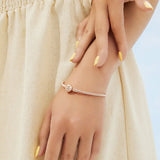 925 Silver Love Heart Declaration Knot Logo Bracelet For Women's