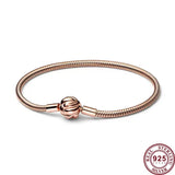 925 Silver Love Heart Declaration Knot Logo Bracelet For Women's