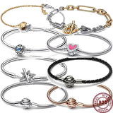 925 Silver Love Heart Declaration Knot Logo Bracelet For Women's