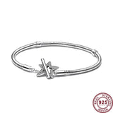 925 Silver Love Heart Knot Logo Bracelet - DIY Charm Jewelry