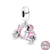 925 Silver Motorcycle Heart Pendant for Women