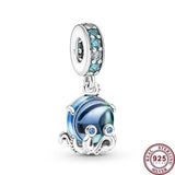 925 Silver Ocean Octopus Sea Turtle Beads Bracelet Charm Jewelry