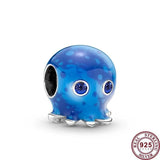 925 Silver Ocean Octopus Sea Turtle Beads Bracelet Charm Jewelry