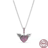925 Silver Angel Eternal Love Necklace Women's Wedding Charm Jewelry