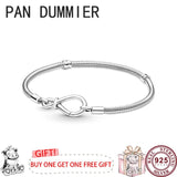 925 Silver Sparkling Star Heart Bracelet Women's DIY Charm Jewelry