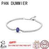 925 Silver Sparkling Star Heart Bracelet Women's DIY Charm Jewelry