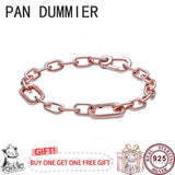 925 Silver Sparkling Star Heart Bracelet Women's DIY Charm Jewelry