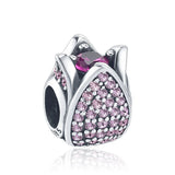 925 Silver Pink Charm Typewriter Roller Skates Pendant Bracelet Women Jewelry