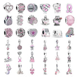 925 Silver Pink Charm Typewriter Roller Skates Pendant Bracelet Women Jewelry