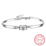 925 Silver Charm Bracelet CZ Stone Gift Women Girls Party