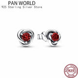 925 Silver Dec Birthstone Flower Eternal Earrings Women's Charm Jewelry