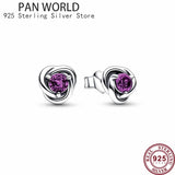 925 Silver Dec Birthstone Flower Eternal Earrings Women's Charm Jewelry