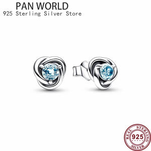 925 Silver Dec Birthstone Flower Eternal Earrings Women's Charm Jewelry