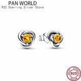 925 Silver Dec Birthstone Flower Eternal Earrings Women's Charm Jewelry