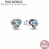 925 Silver Dec Birthstone Flower Eternal Earrings Women's Charm Jewelry