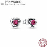 925 Silver Dec Birthstone Flower Eternal Earrings Women's Charm Jewelry