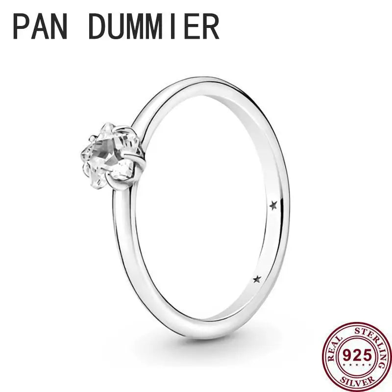 925 Silver Love Stars Zircon Pan Ring Wedding Gift