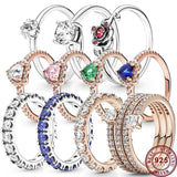 925 Silver Love Shining Stars Zircon Pan Ring Wedding Gift