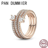 925 Silver Love Stars Zircon Pan Ring Wedding Gift