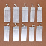 Men's Stone Rectangle Gypsum Ore Pendant Necklace