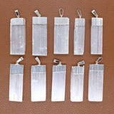 Men's Stone Rectangle Gypsum Ore Pendant Necklace