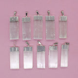 Men's Stone Rectangle Gypsum Ore Pendant Necklace