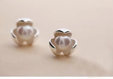 Sterling Silver Clover Pearl Earrings Women Gift Jewelry
