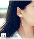 925 Silver Angel Wing Crystal Earrings for Women Girls Gift