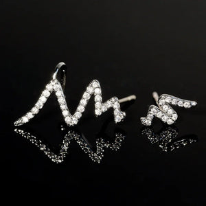 925 Silver Crystal Asymmetric Earrings for Women Gift