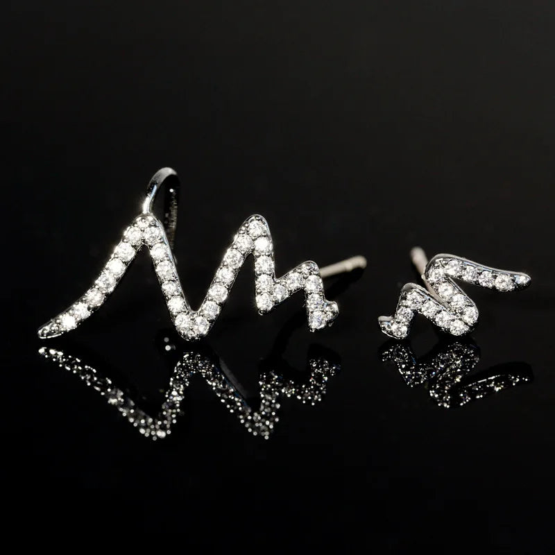 925 Silver Crystal Asymmetric Earrings for Women Gift