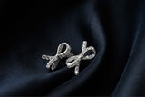 925 Silver Crystal Bow Earrings for Women Girls Gift