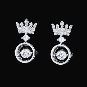 925 Silver Crown Crystal Earrings for Women, Gift Jewelry