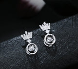 925 Silver Crown Crystal Earrings for Women, Gift Jewelry