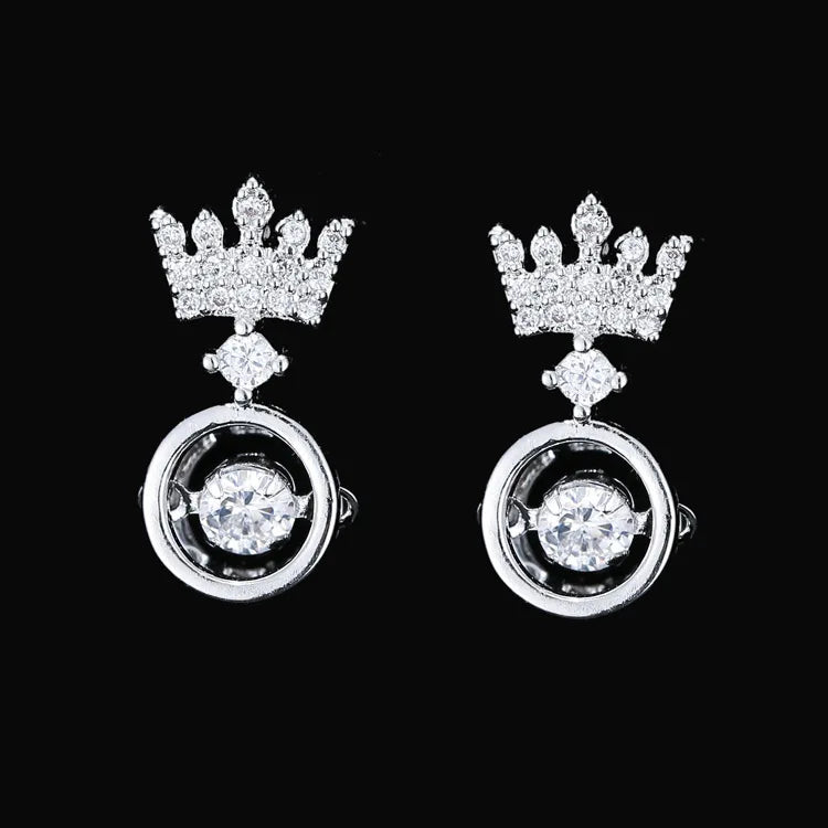 925 Silver Crown Crystal Earrings for Women, Gift Jewelry