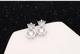 925 Silver Crown Crystal Earrings for Women, Gift Jewelry