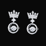 925 Silver Crown Crystal Earrings for Women, Gift Jewelry