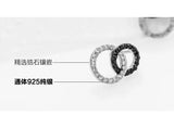925 Silver Crystal Double Circle Earrings Gift for Women Girls