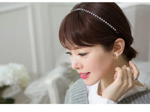 925 Silver Crystal Double Circle Earrings Gift for Women Girls