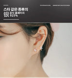 925 Silver Crystal Flower Earrings Women Girls Gift Jewelry