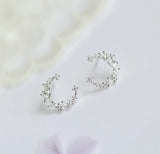 925 Silver Crystal Moon Earrings for Women Girls Gift Jewelry