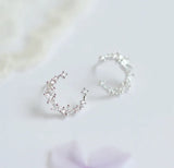 925 Silver Crystal Moon Earrings for Women Girls Gift Jewelry
