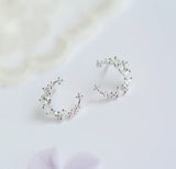 925 Silver Crystal Moon Earrings for Women Girls Gift Jewelry