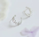 925 Silver Crystal Moon Earrings for Women Girls Gift Jewelry