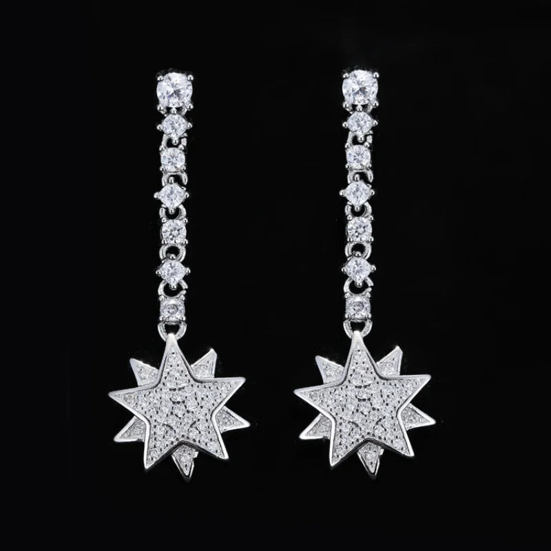 925 Silver Crystal Snow Earrings Women Girls Gift Jewelry