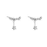 Crystal Star Earrings 925 Sterling Silver Women Girls Gift Jewelry