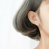 Crystal Star Earrings 925 Sterling Silver Women Girls Gift Jewelry